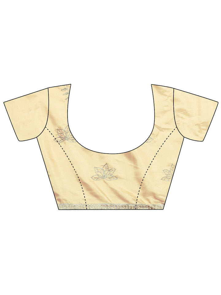 Orange Embroidered Silk Blend Saree With Unstitched Blouse Piece