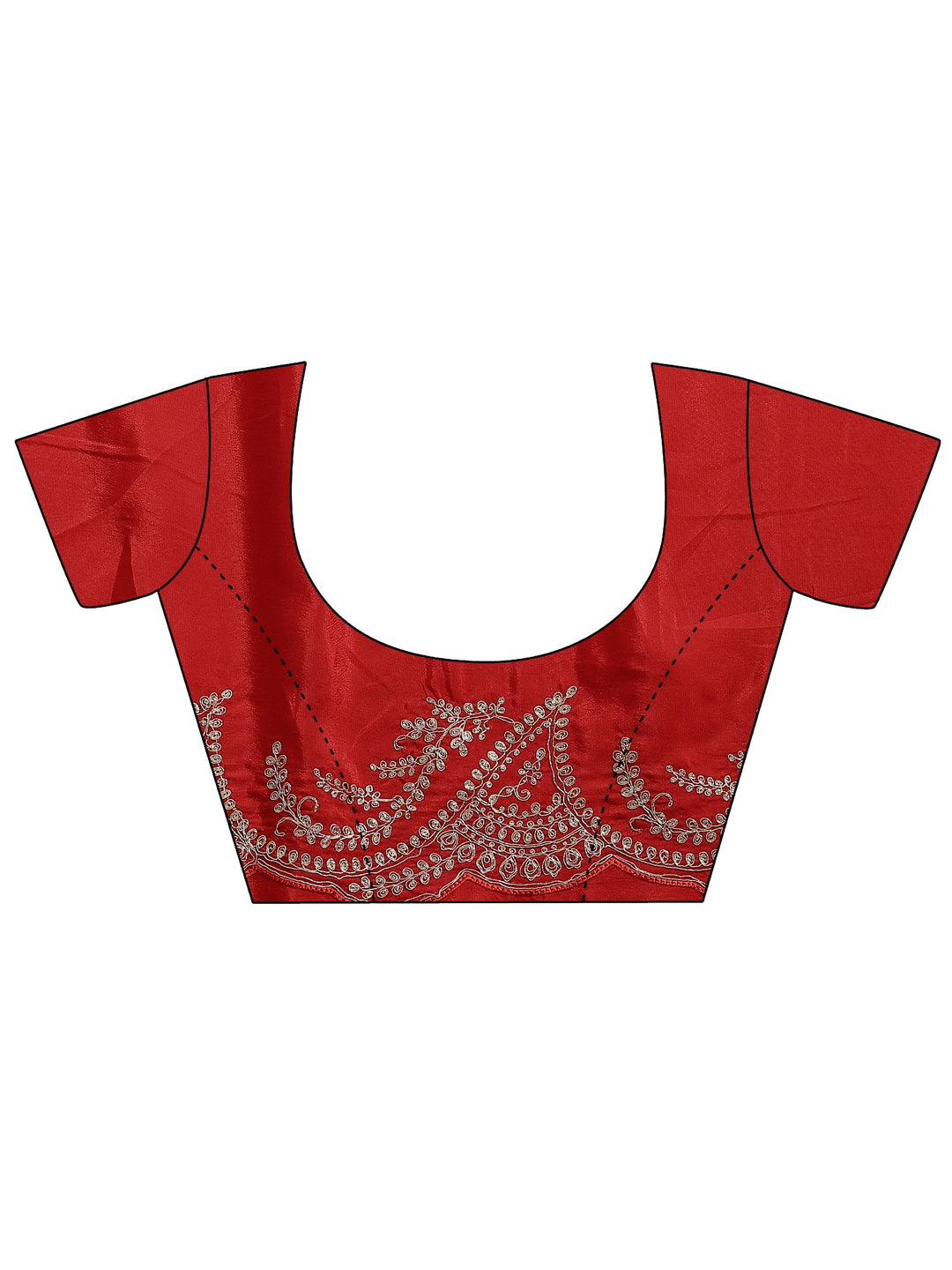 Red Embroidered Silk Blend Saree With Unstitched Blouse Piece