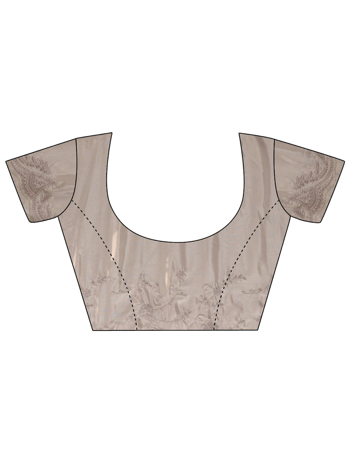 Grey Embellished Silk Blend Saree 
With Unstitched Blouse Piece