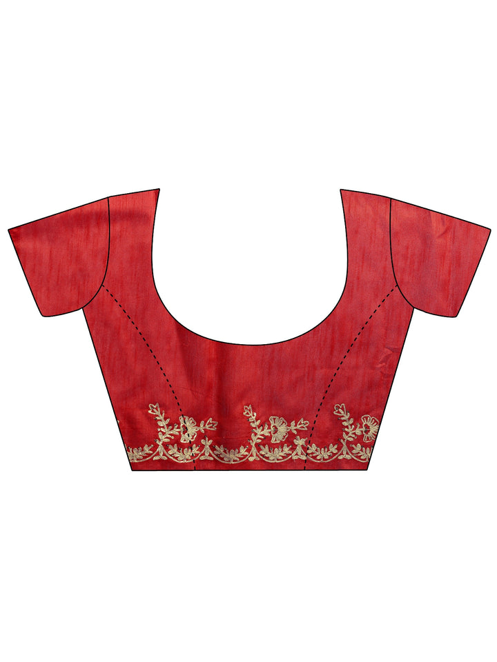 Pink Embroidered Silk Blend Saree With Unstitched Blouse Piece