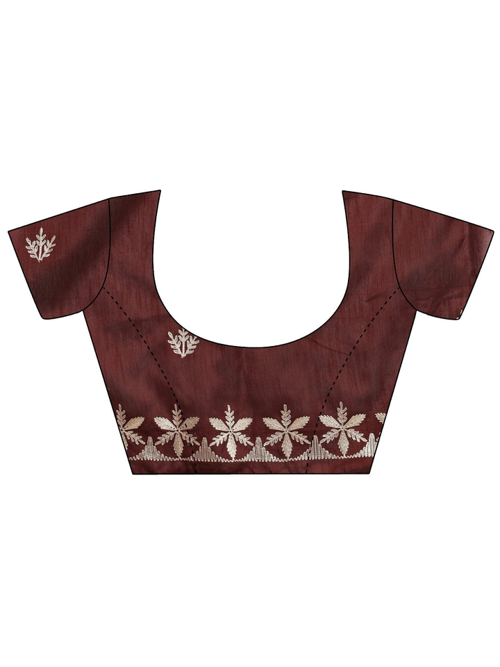 Pink Embroidered Silk Blend Saree With Unstitched Blouse Piece