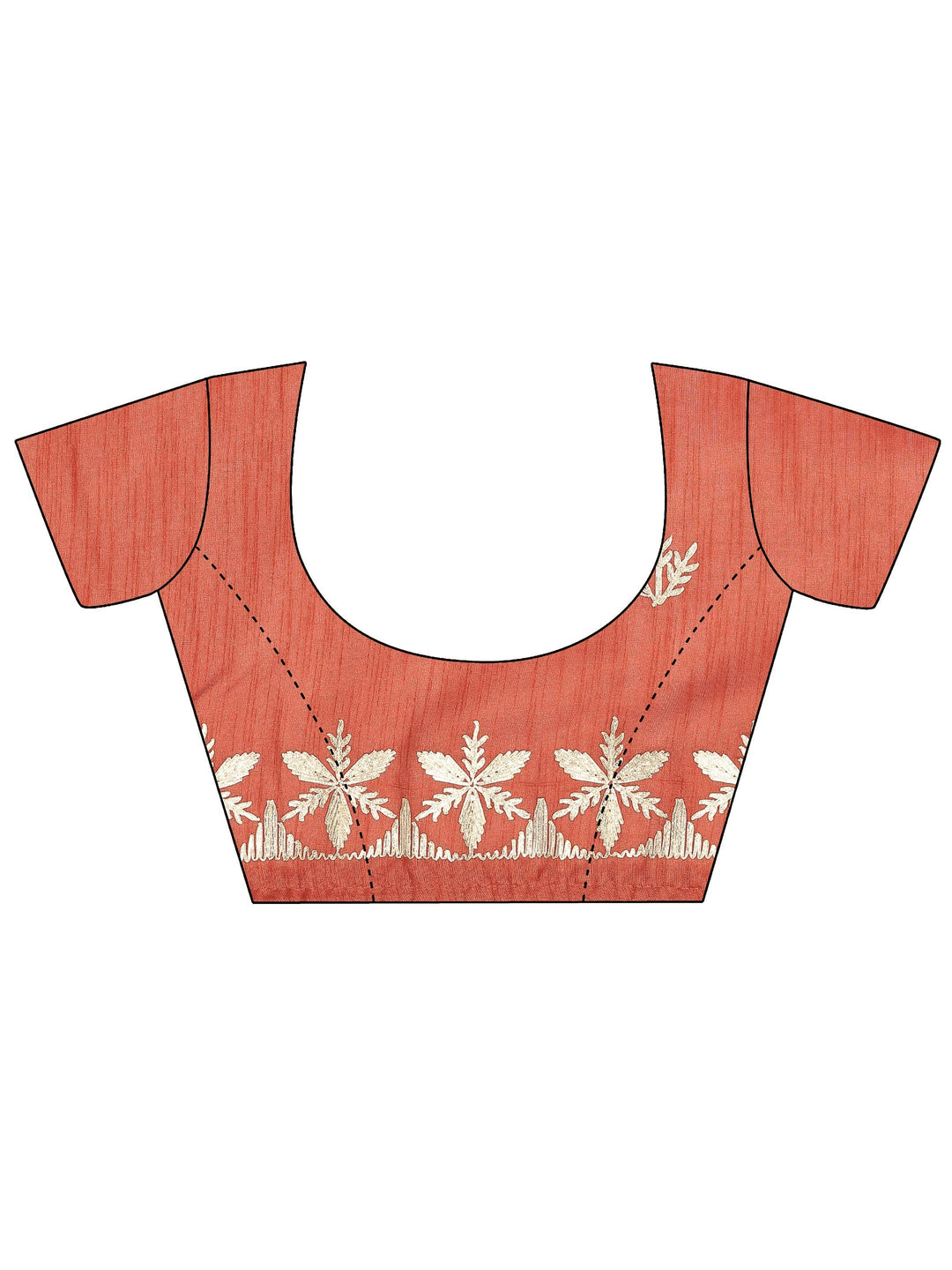 Red Embroidered Silk Blend Saree With Unstitched Blouse Piece