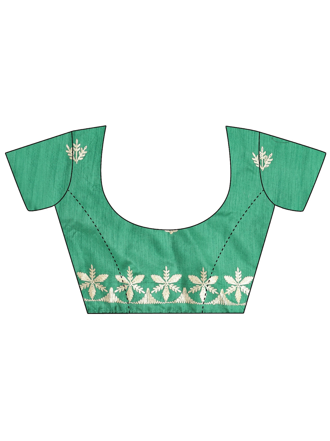 Green Embroidered Silk Blend Saree With Unstitched Blouse Piece