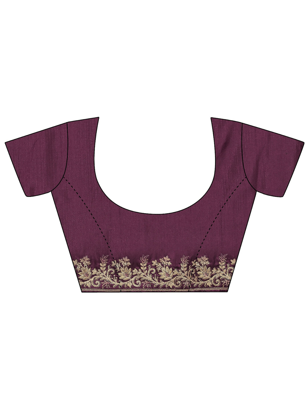 Mauve Embroidered Silk Blend Saree With Unstitched Blouse Piece