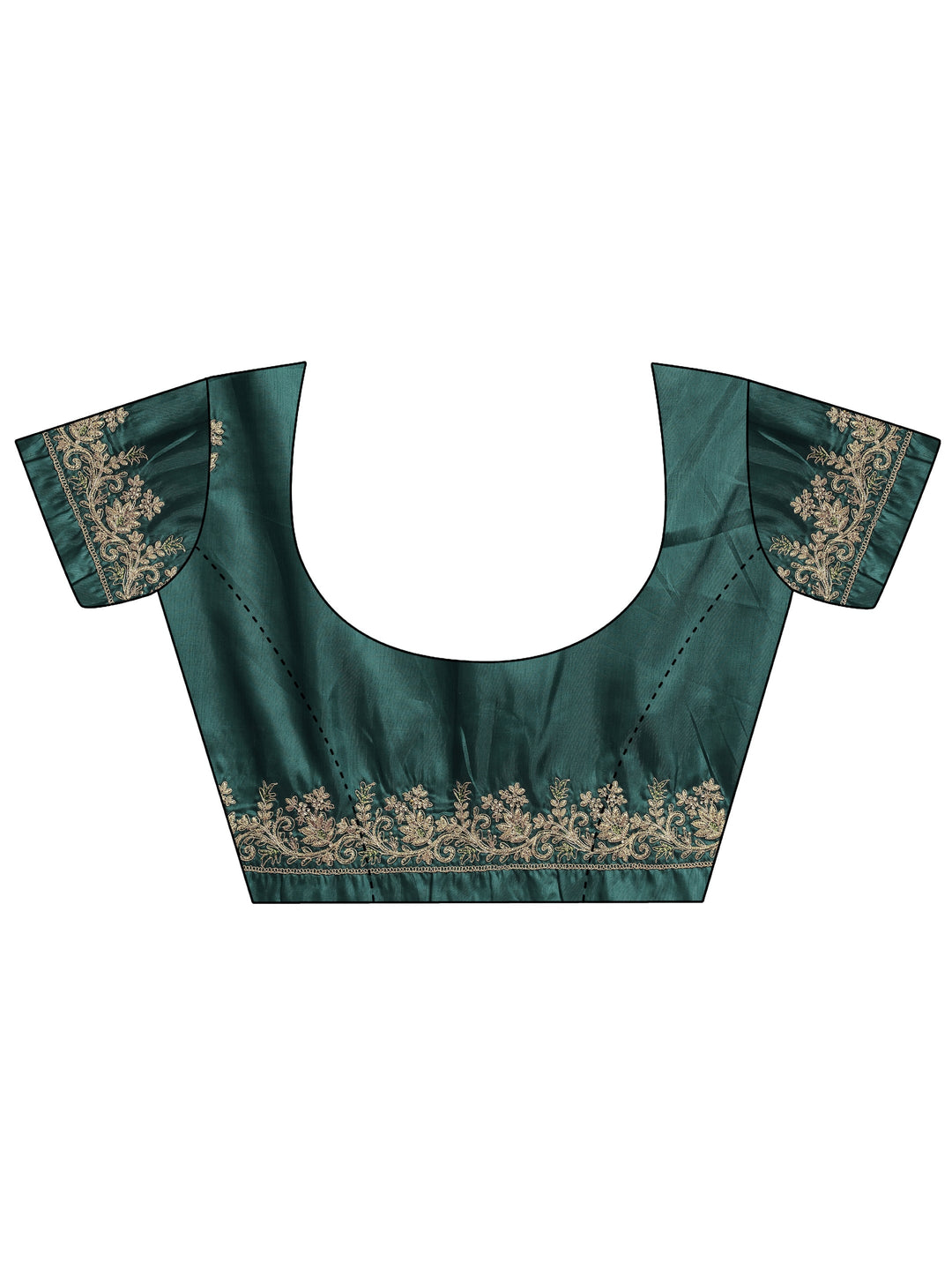 Green Embroidered Silk Blend Saree With Unstitched Blouse Piece