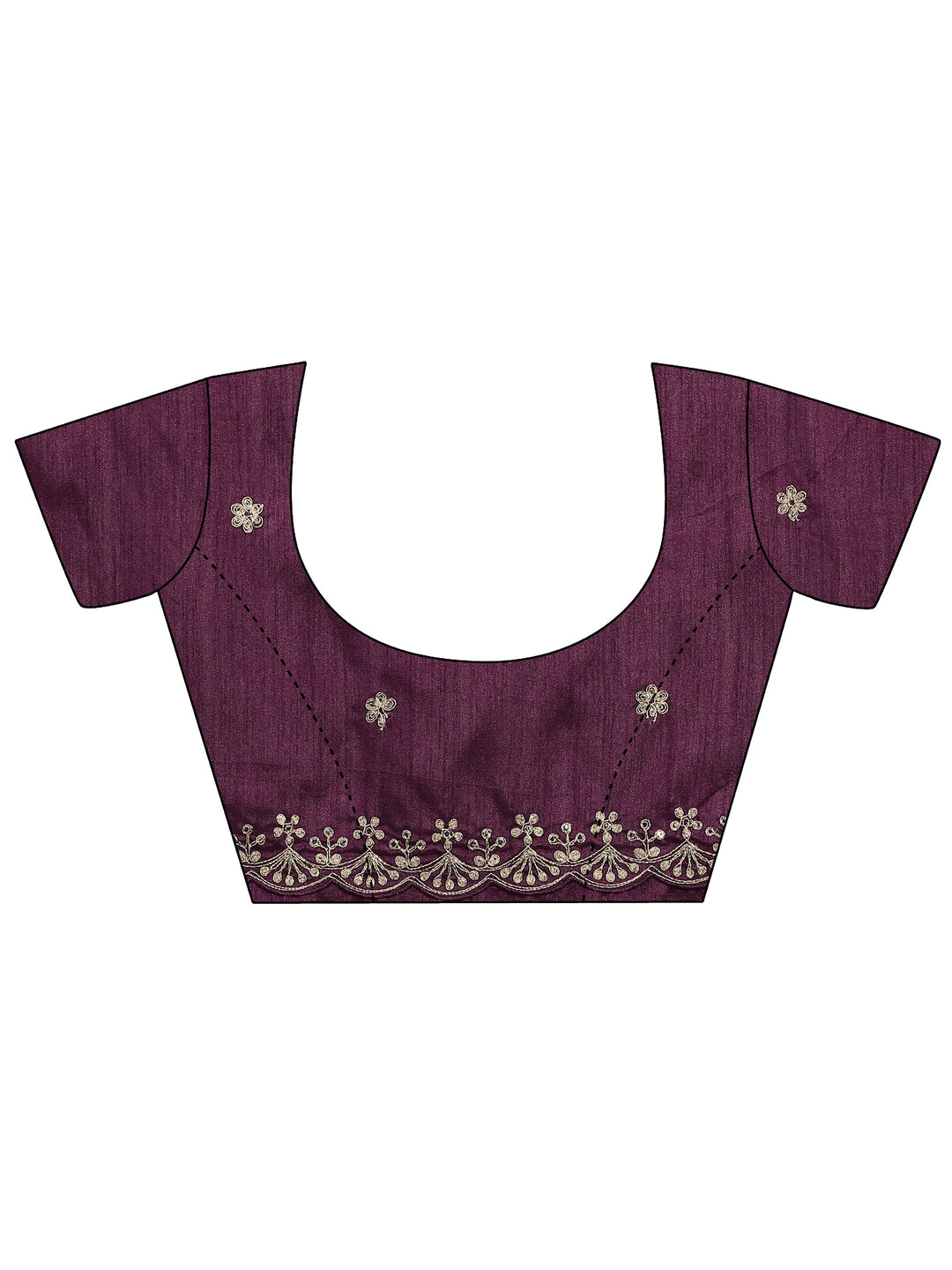 Burgundy Embroidered Silk Blend Saree With Unstitched Blouse Piece