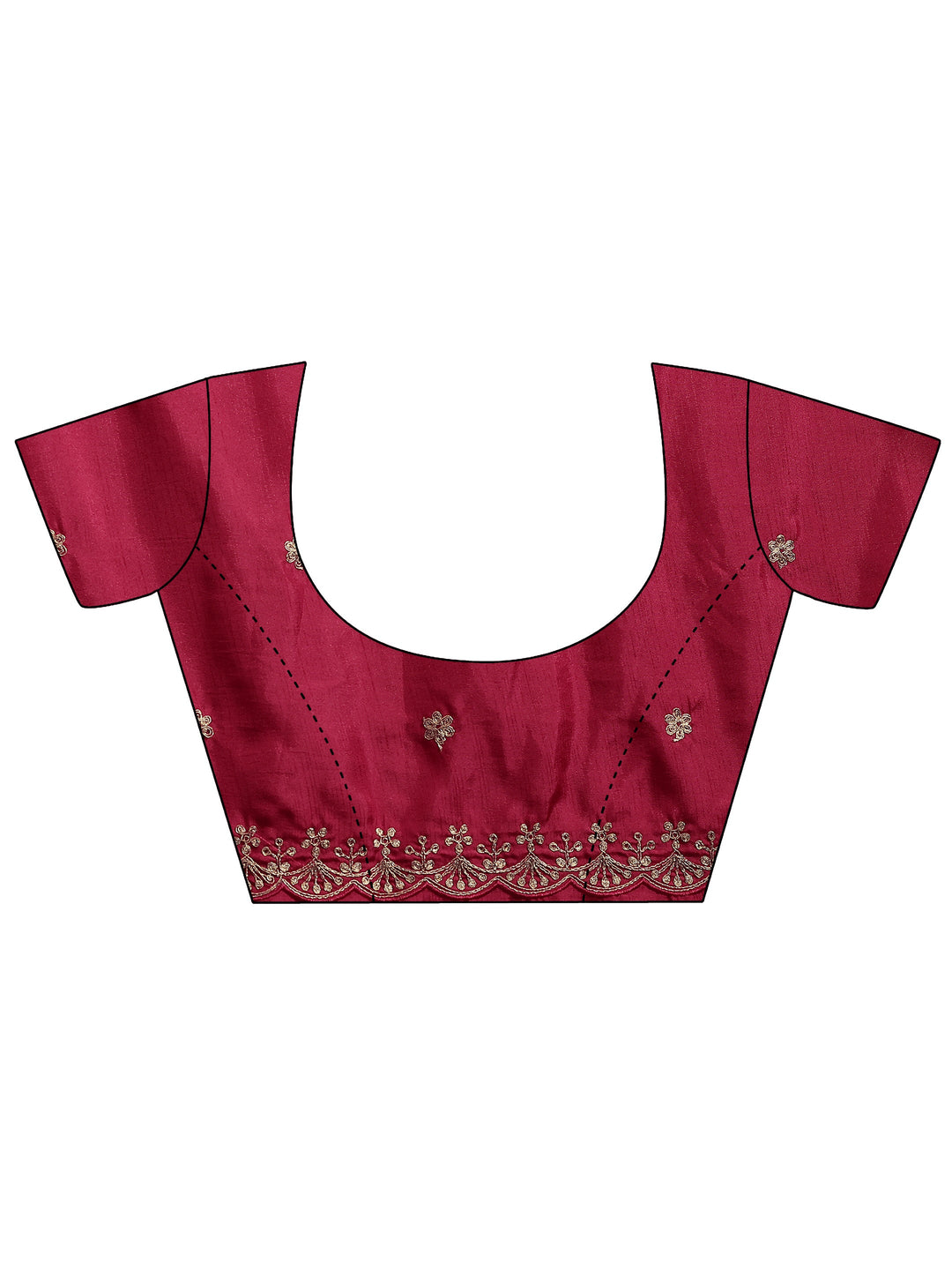 Red Embroidered Silk Blend Saree With Unstitched Blouse Piece