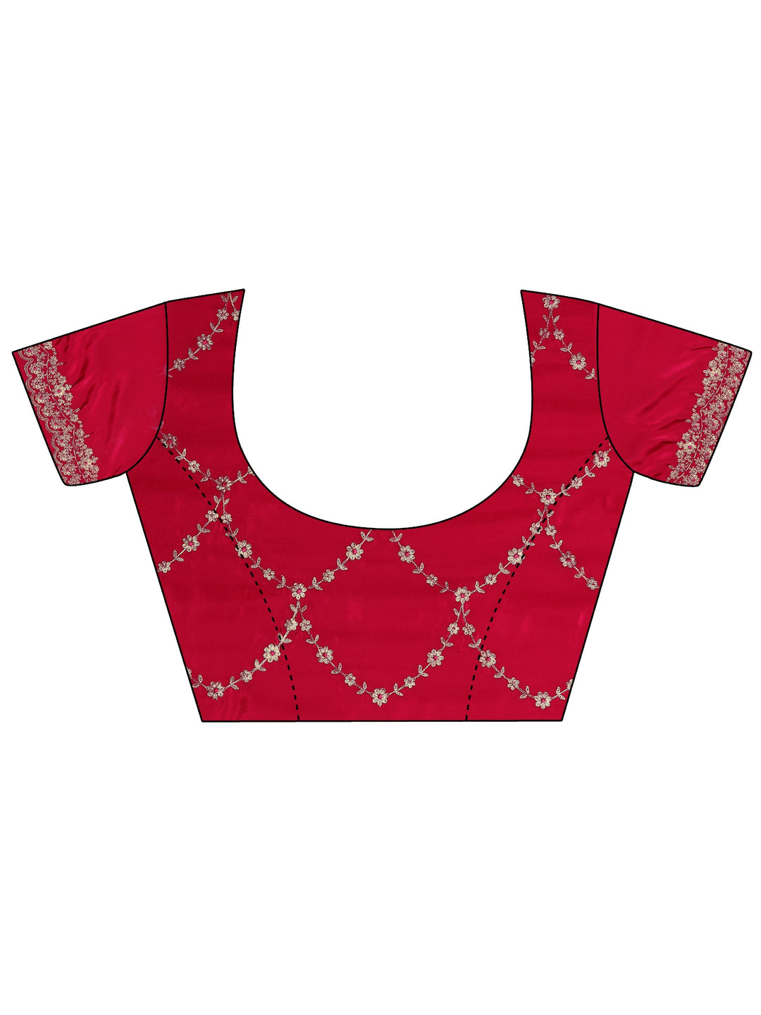 Rust Embroidered Silk Blend Saree With Unstitched Blouse Piece