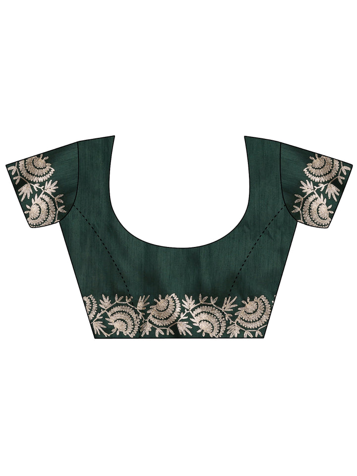 Mustard Embroidered Silk Blend Saree With Unstitched Blouse Piece