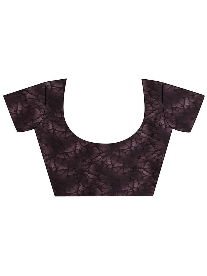 Peach Printed Silk Blend Saree With Unstitched Blouse Piece