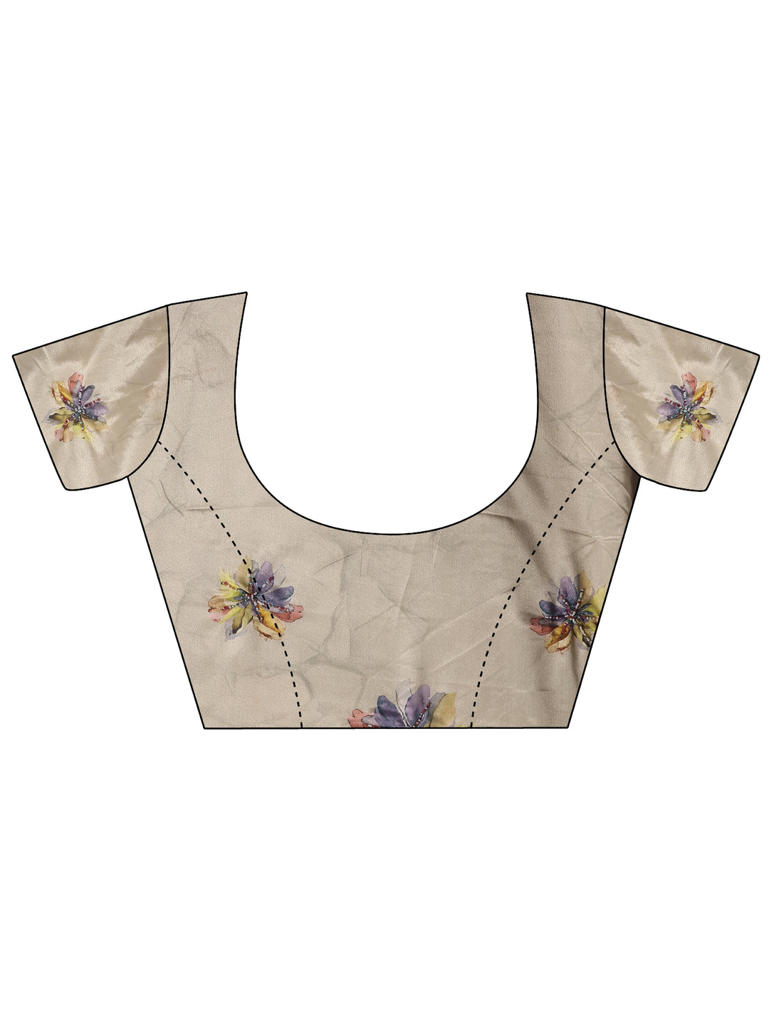 Green Printed Silk Blend Saree With Unstitched Blouse Piece