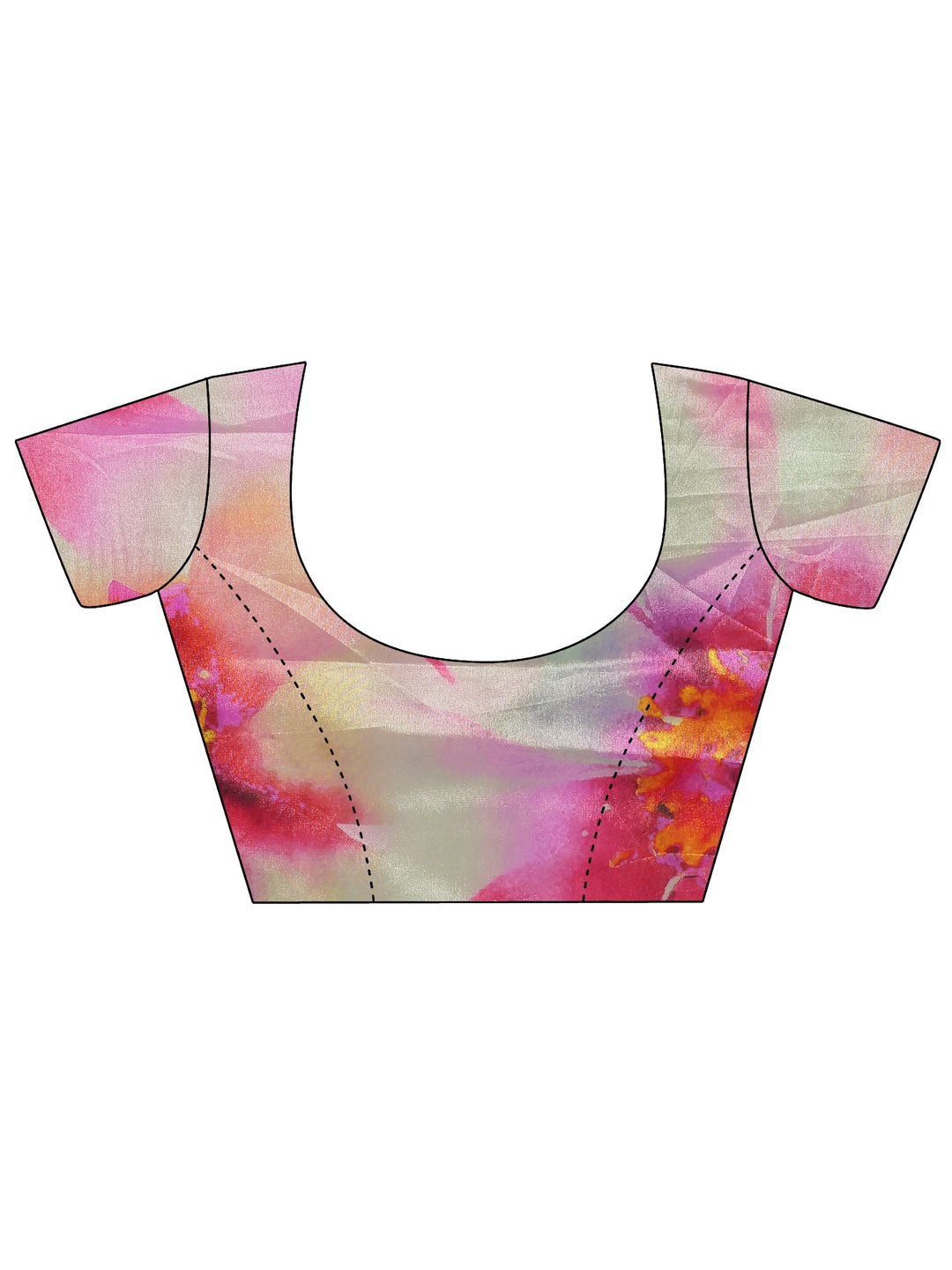 Lime Green Printed Silk Blend Saree With Unstitched Blouse Piece