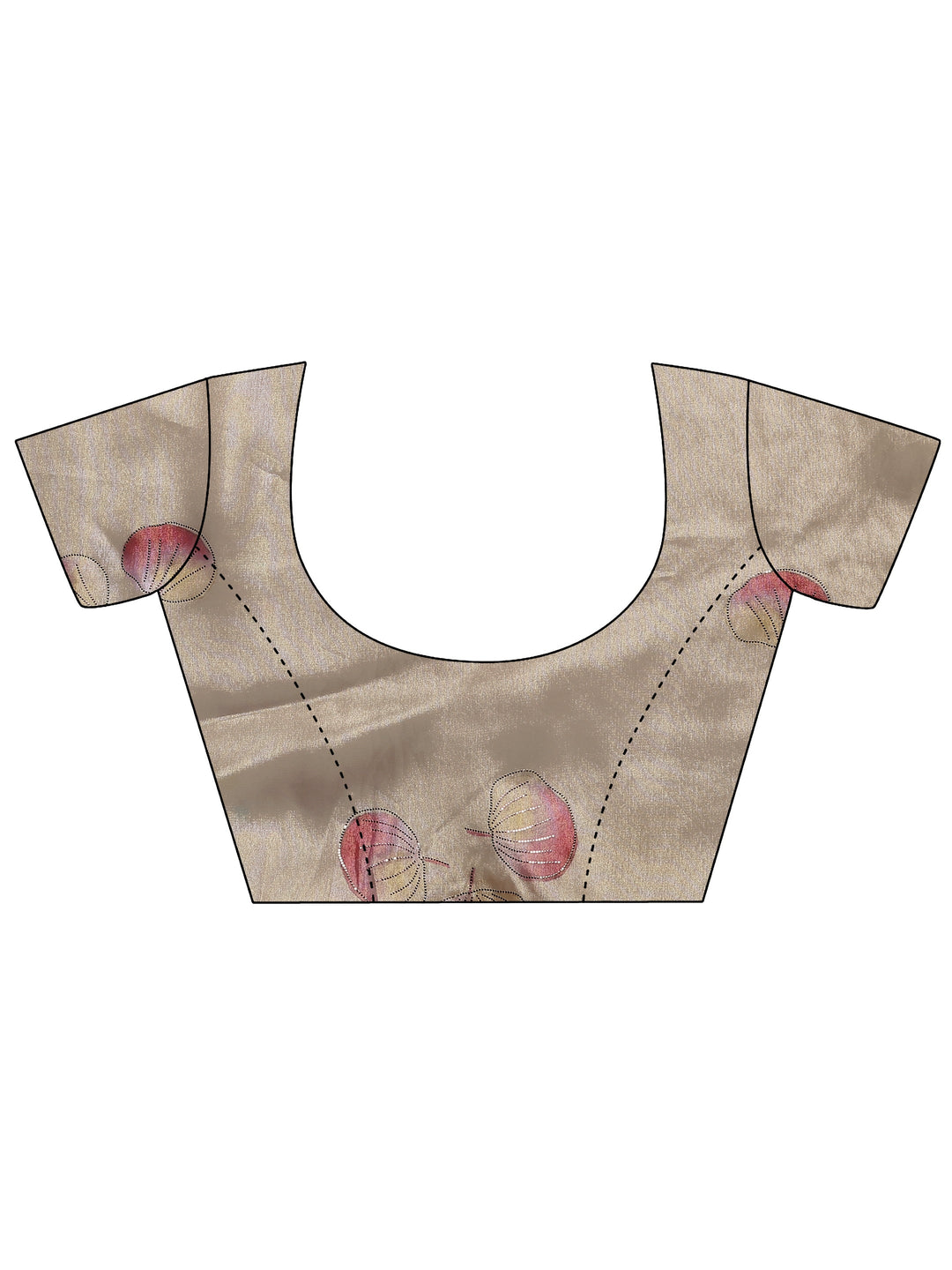 Beige Printed Silk Blend Saree With Unstitched Blouse Piece