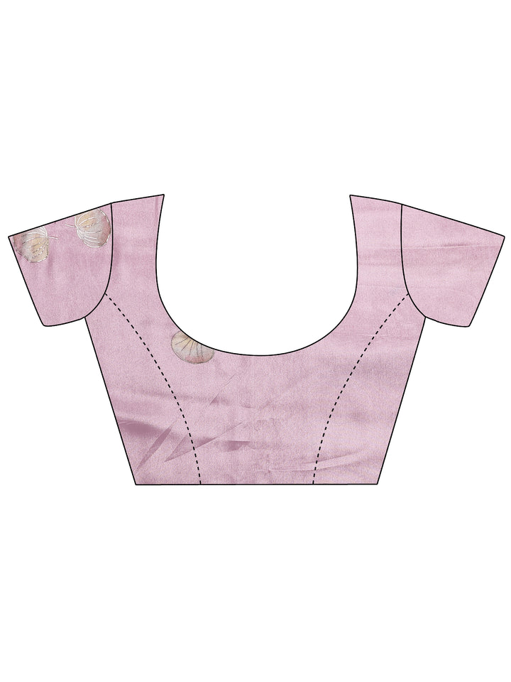 Mauve Printed Silk Blend Sarees With Unstitched Blouse Piece