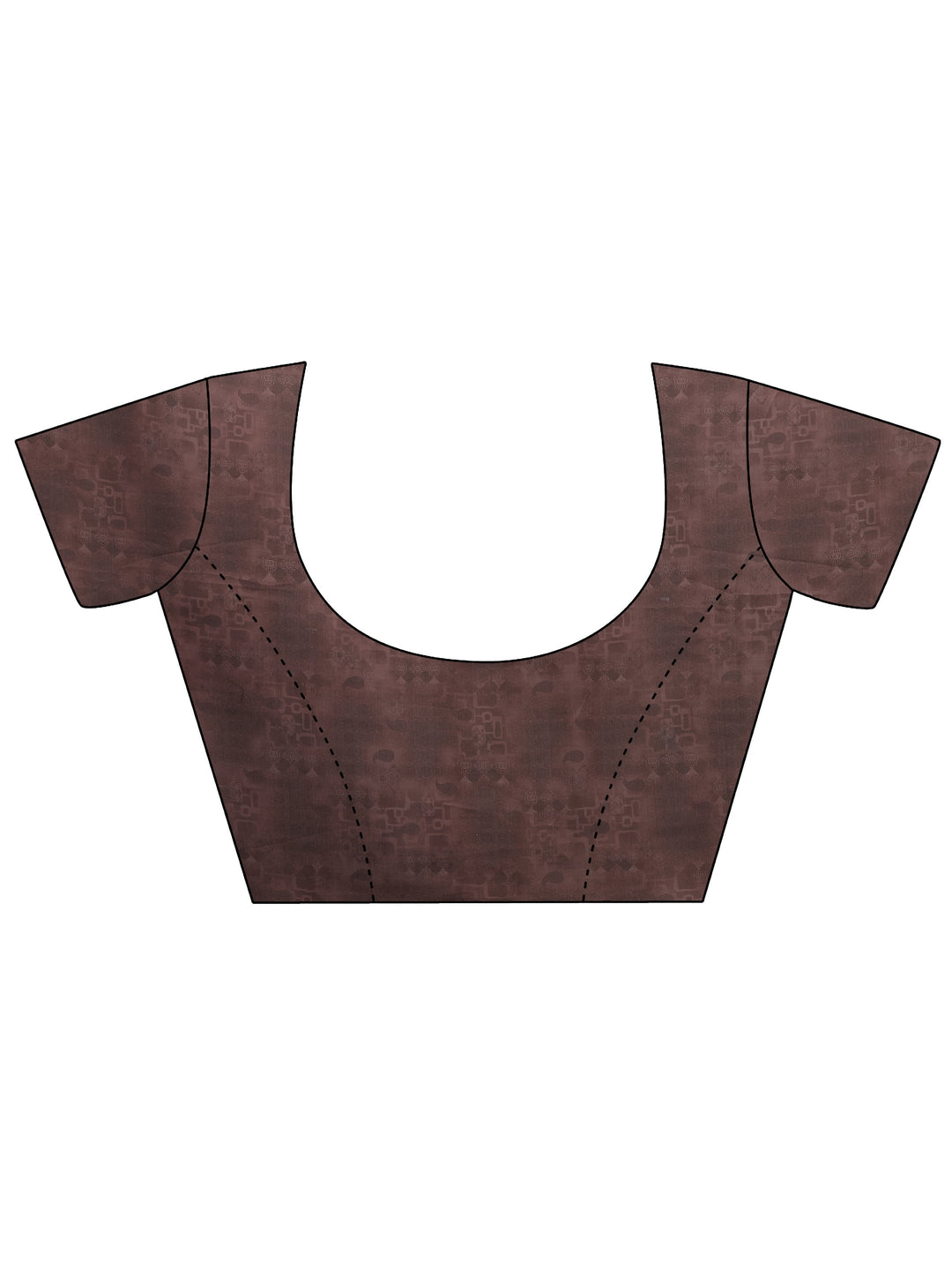 Brown Printed Silk Blend Saree With Unstitched Blouse Piece