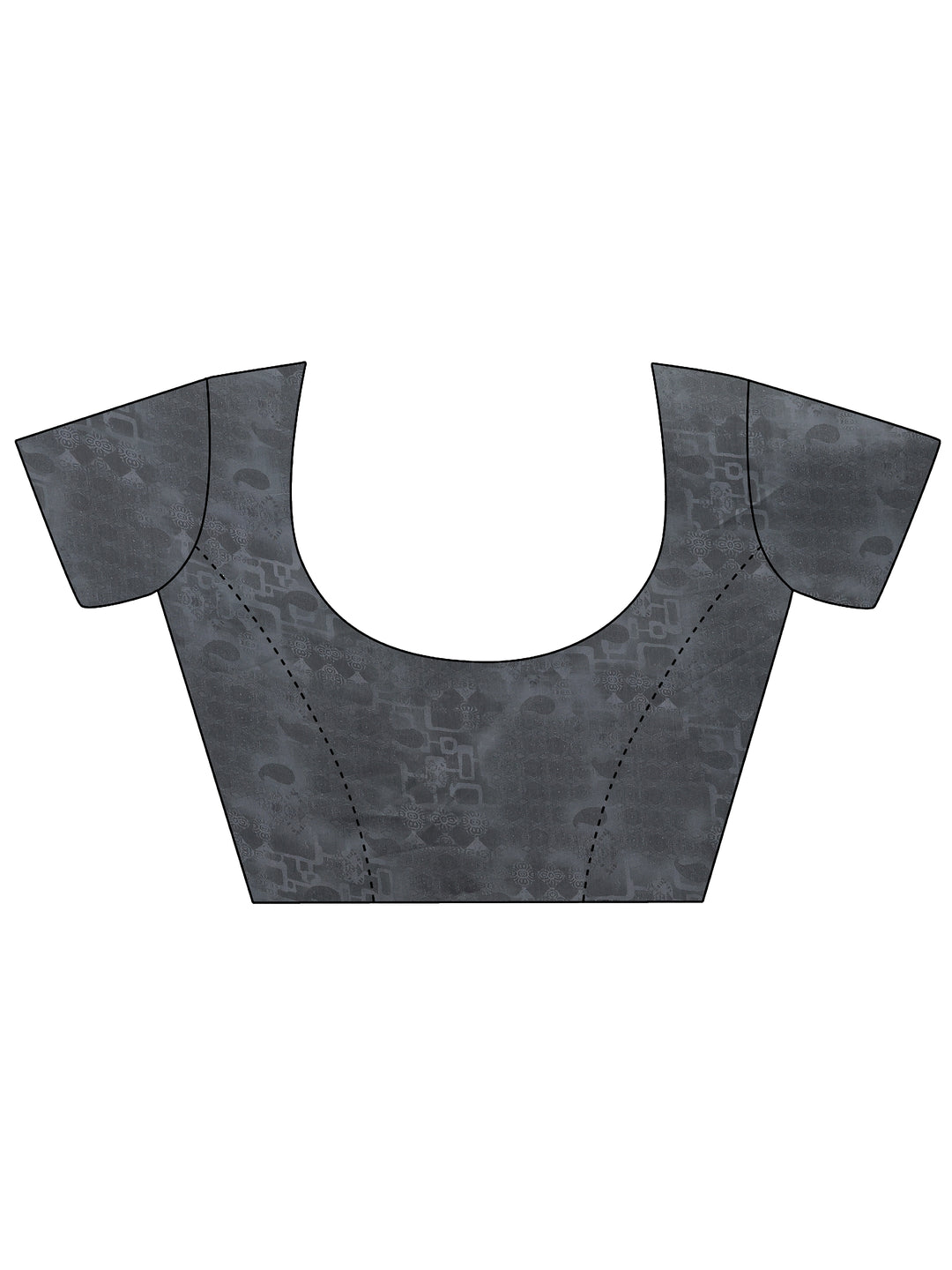 Grey Printed Silk Blend Sarees With Unstitched Blouse Piece