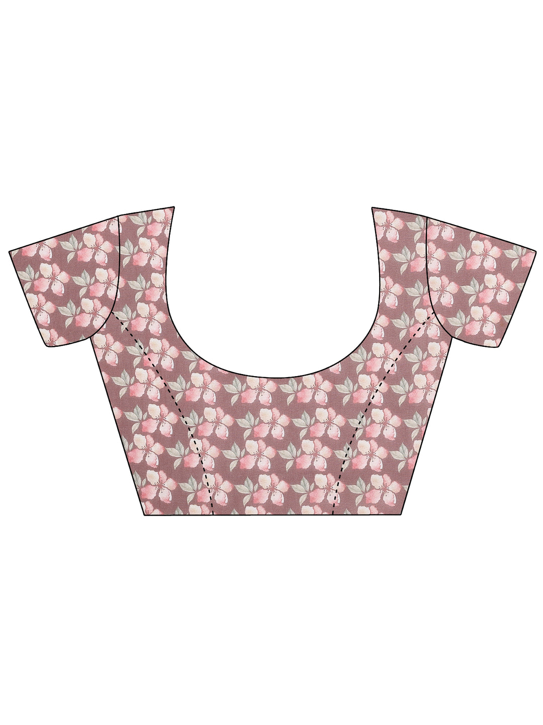 Brown Printed Silk Blend Sarees With Unstitched Blouse Piece