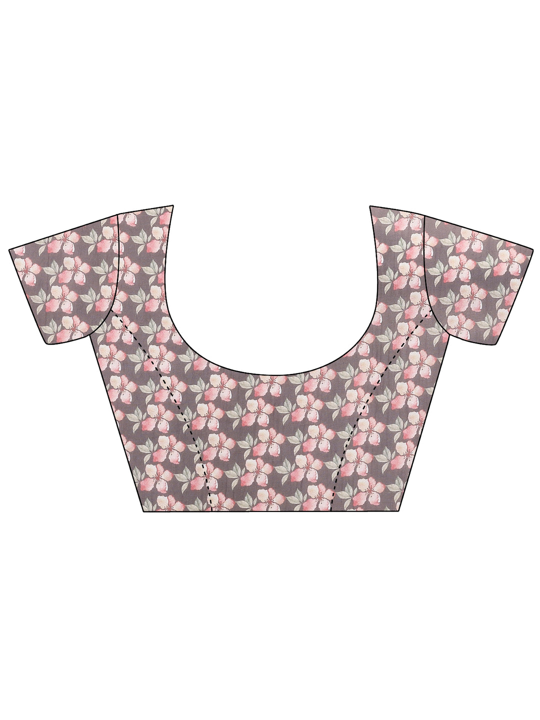 Brown Printed Silk Blend Sarees With Unstitched Blouse Piece