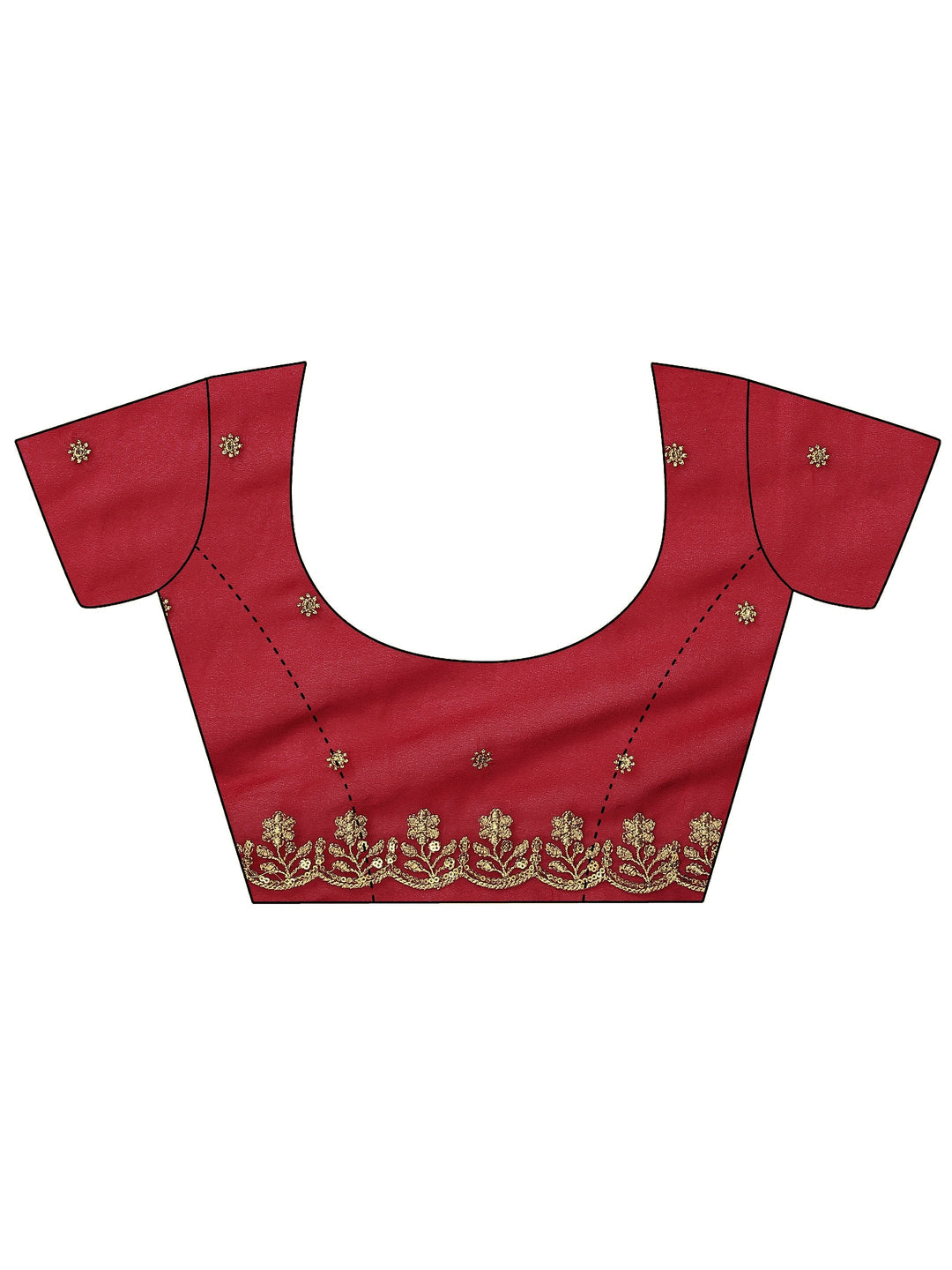 Red Embroidered Georgette Saree With Unstitched Blouse Piece