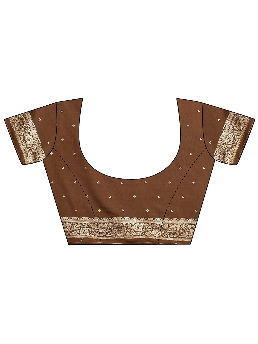 Brown Woven Design Banarsi Silk Blend Saree With Unstitched Blouse Piece