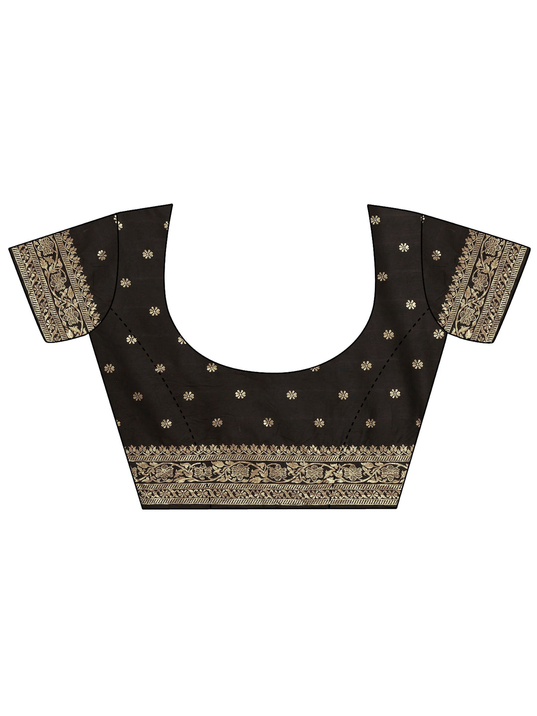 Black Woven Design Banarsi Silk Blend Saree With Unstitched Blouse Piece