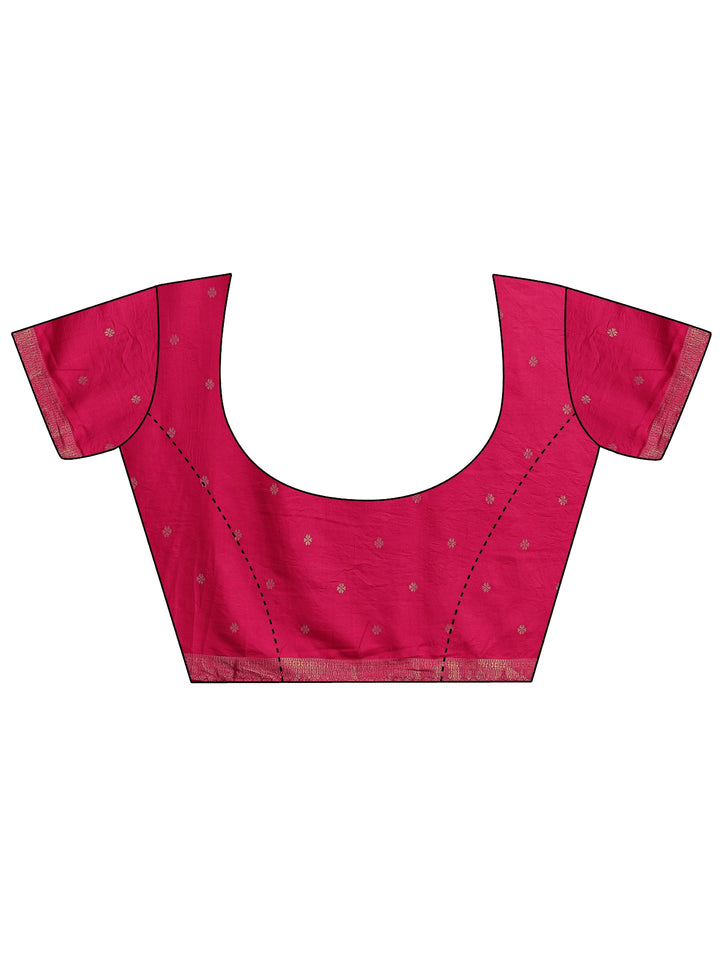 Pink Checkered Woven Design Silk Blend Saree With Unstitched Blouse Piece