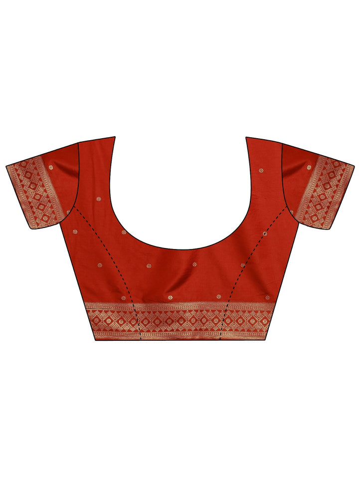 Orange Striped Woven Design Silk Blend Saree With Unstitched Blouse Piece