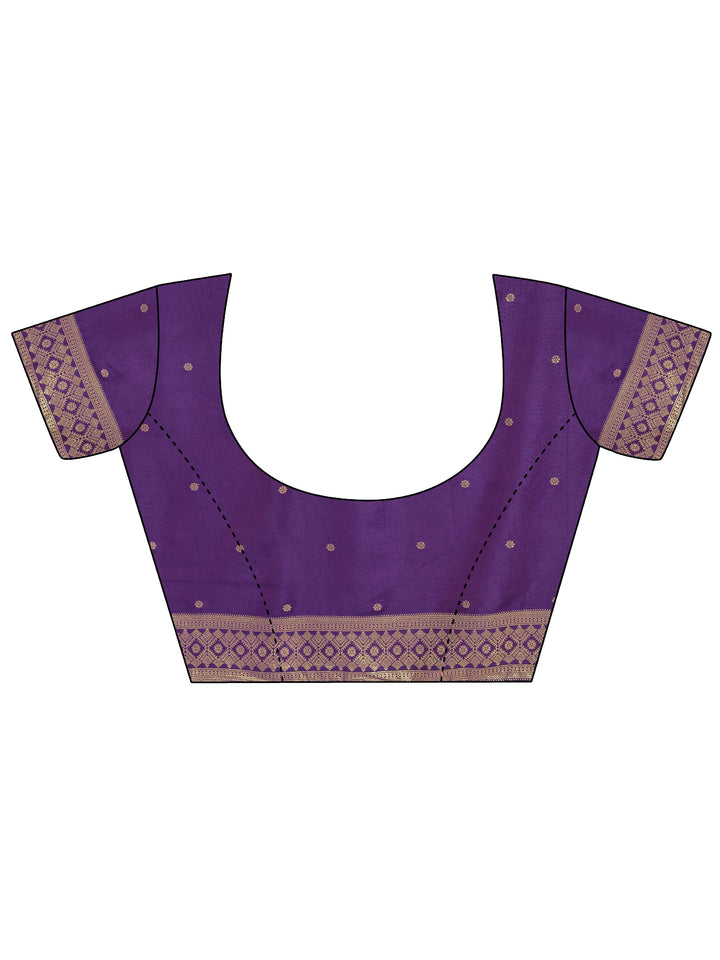 Purple Striped Woven Design Silk Blend Saree With Unstitched Blouse Piece