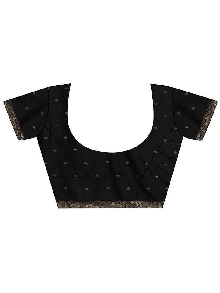 Black Woven Design Banarsi Silk Blend Saree With Unstitched Blouse Piece