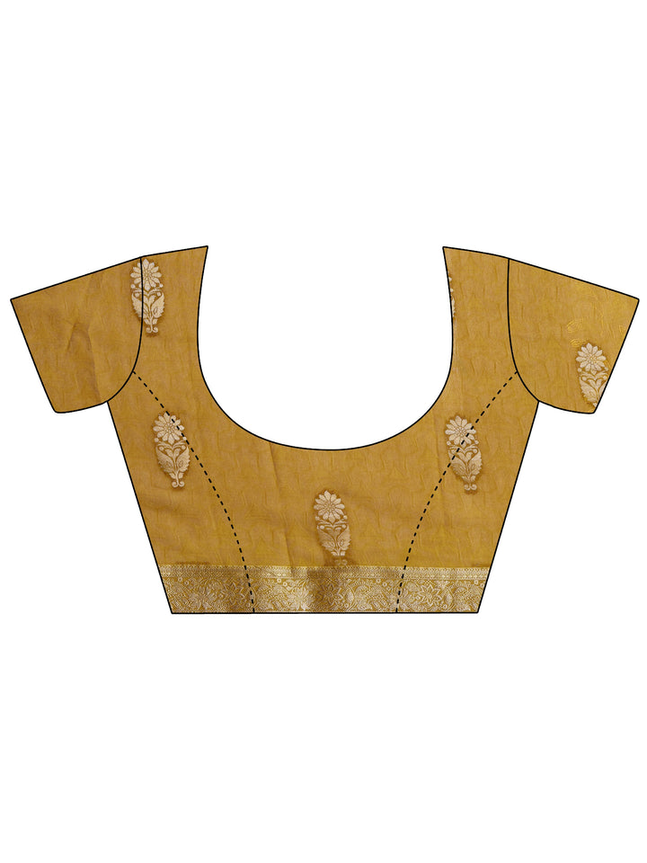 Mustard Woven Design Silk Blend Saree With Unstitched Blouse Piece