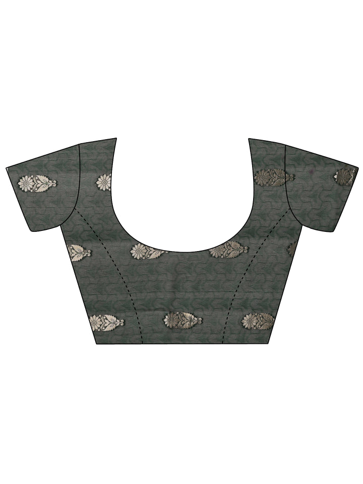 Green Woven Design Silk Blend Saree With Unstitched Blouse Piece