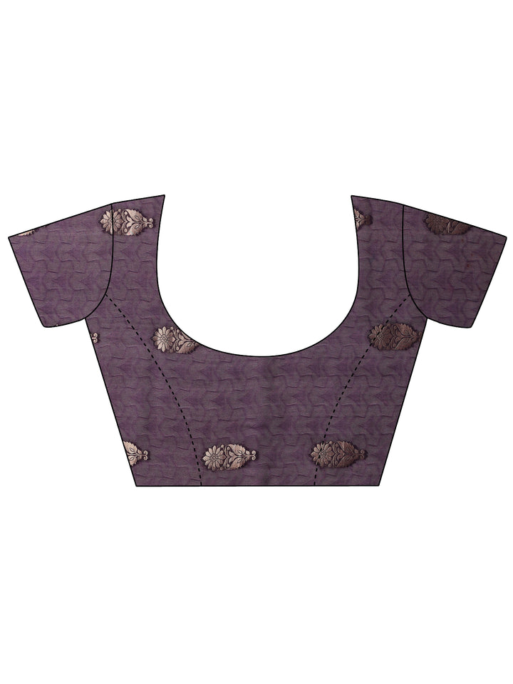Purple Woven Design Silk Blend Saree With Unstitched Blouse Piece