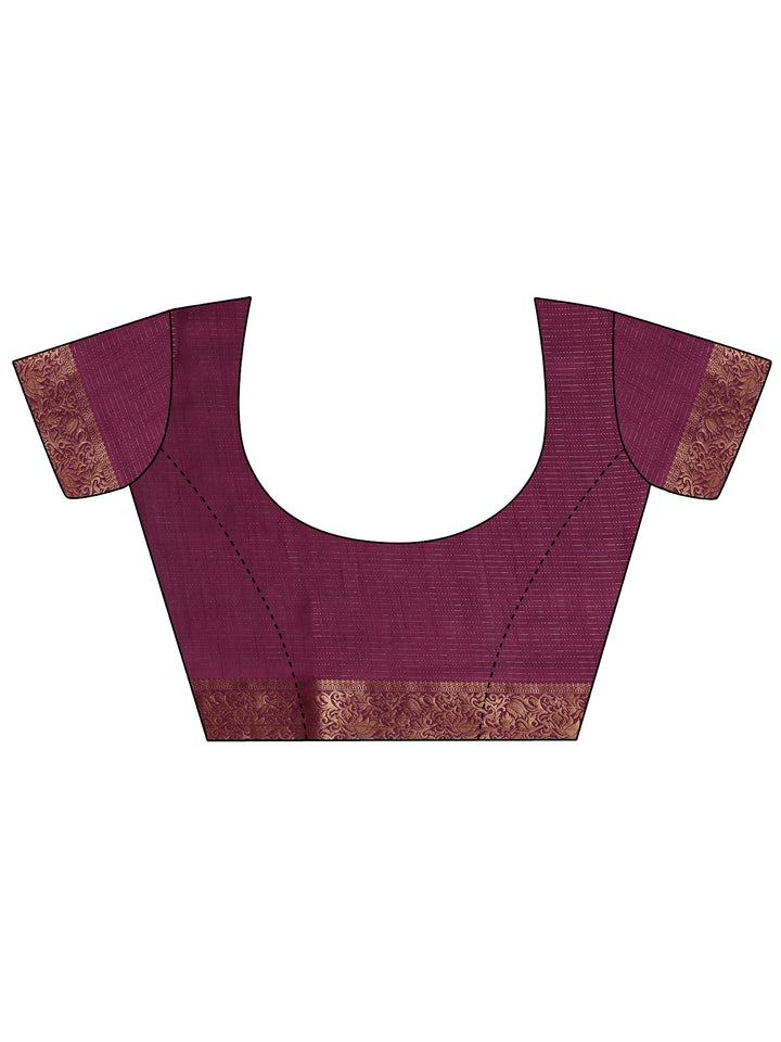 Burgundy Printed Silk Blend Saree With Unstitched Blouse Piece