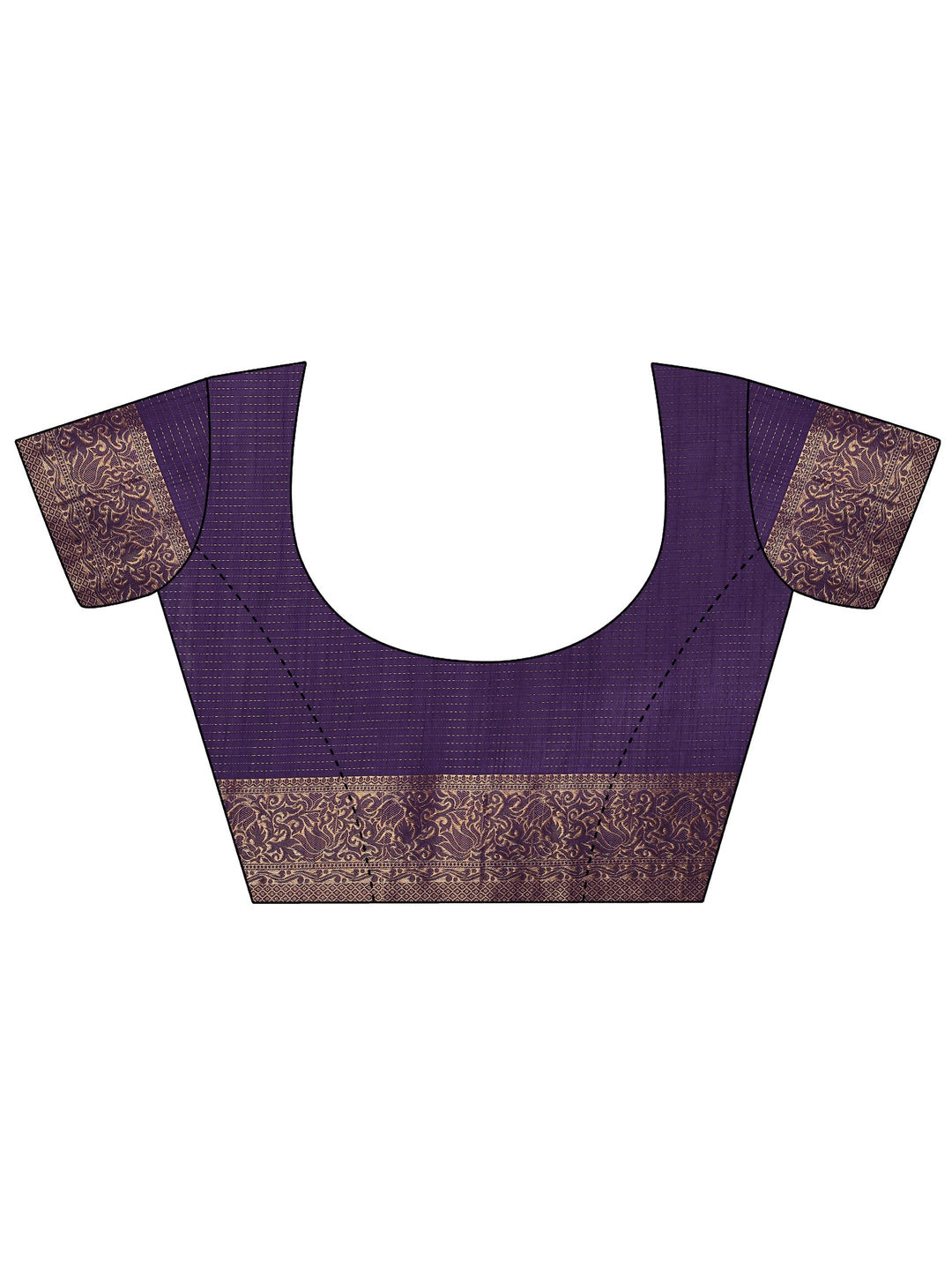 Purple Printed Silk Blend Saree With Unstitched Blouse Piece