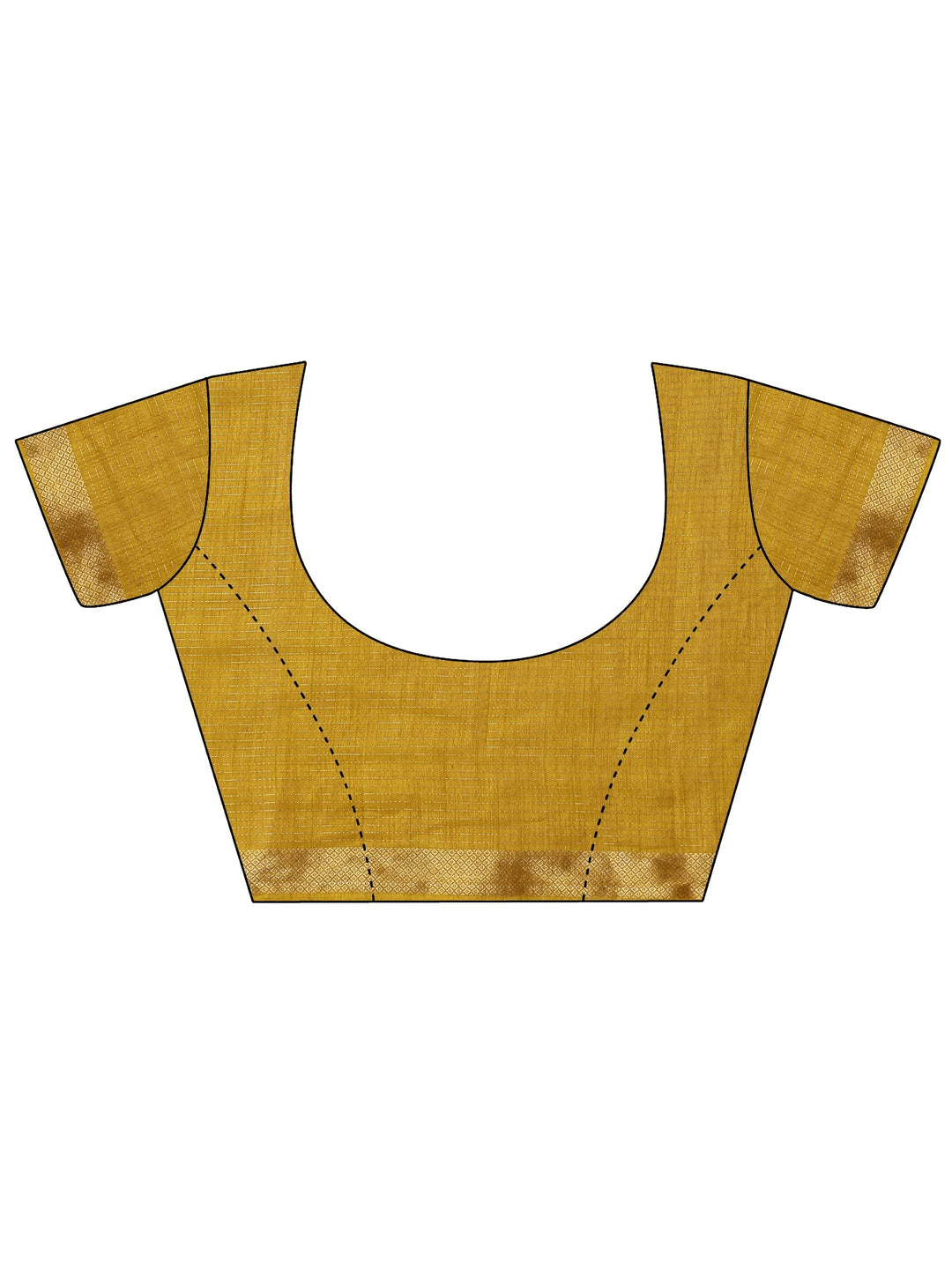 Mustard Printed Silk Blend Saree With Unstitched Blouse Piece