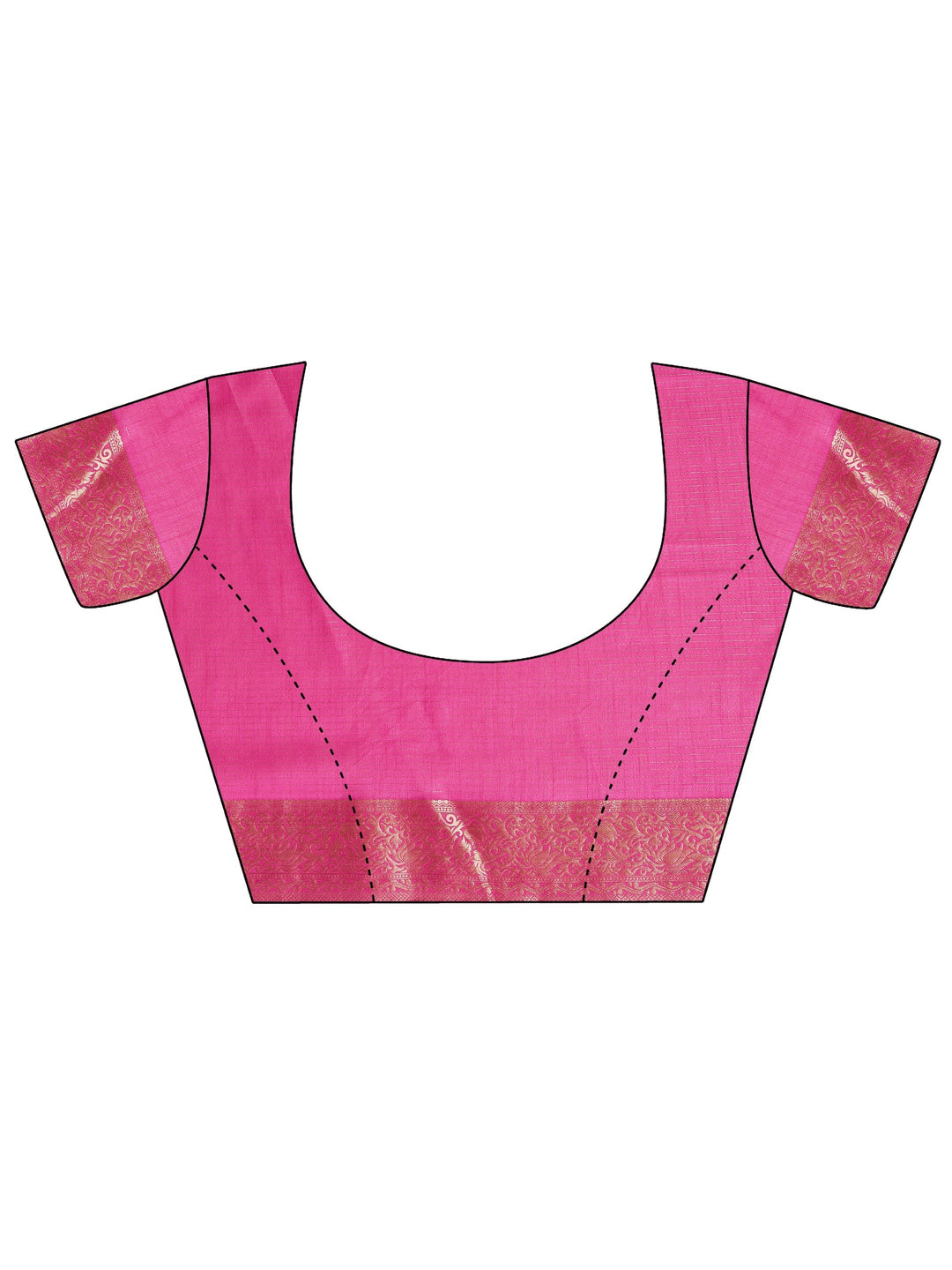 Pink Printed Silk Blend Saree With Unstitched Blouse Piece