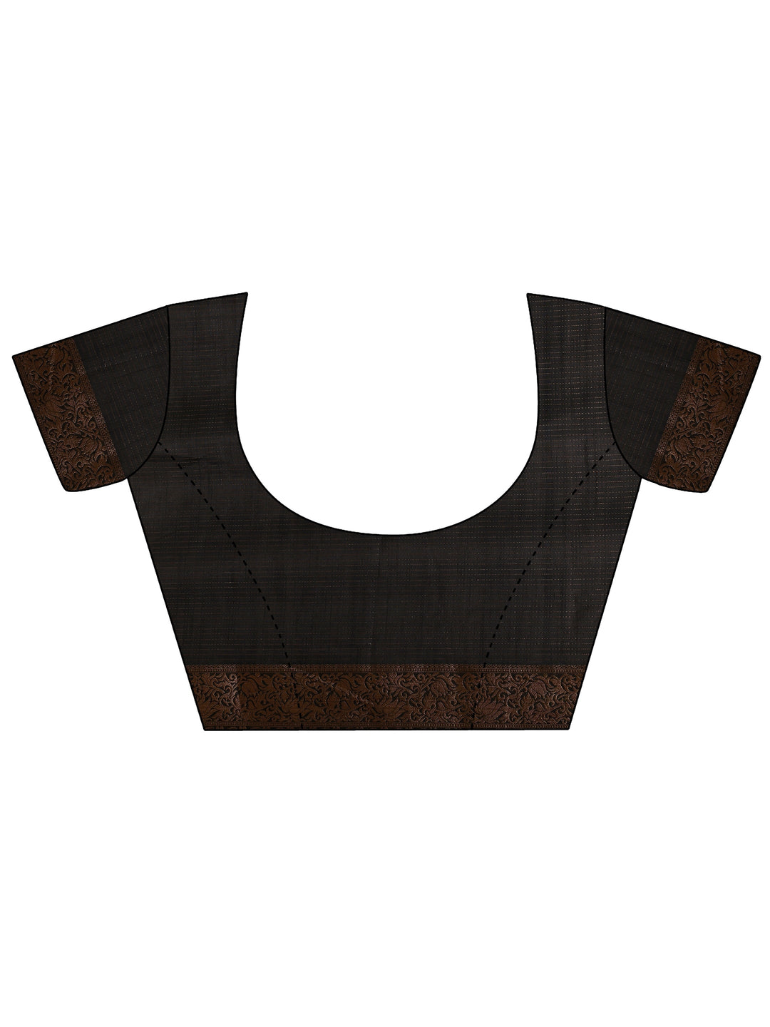 Black Printed Silk Blend Saree With Unstitched Blouse Piece