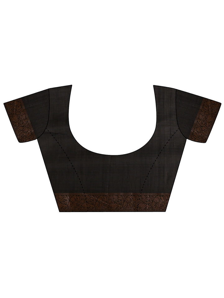 Black Printed Silk Blend Saree With Unstitched Blouse Piece