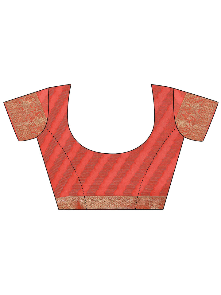 Red Paisley Woven Design Georgette Saree With Unstitched Blouse Piece