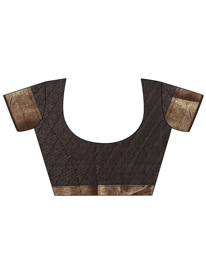 Black Printed Georgette Saree With Unstitched Blouse Piece