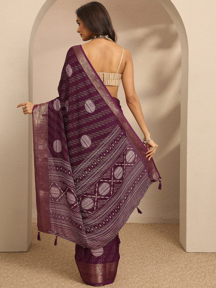 Burgundy Woven Design Georgette Saree With Unstitched Blouse Piece