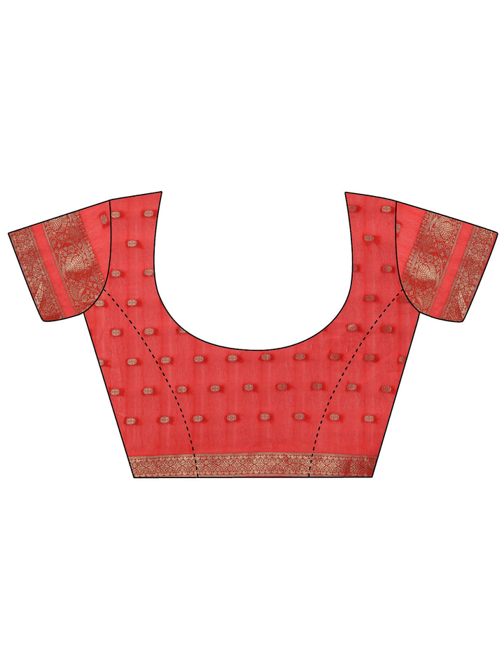 Orange Printed Georgette Saree With Unstitched Blouse Piece