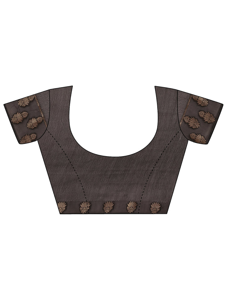 Black Printed Georgette Saree With Unstitched Blouse Piece