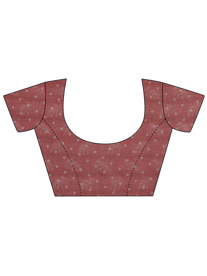 Maroon Printed Georgette Saree With Unstitched Blouse Piece