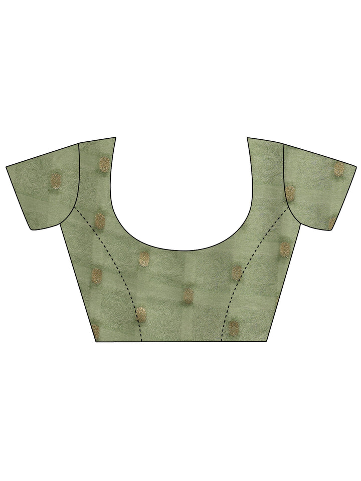 Green Printed Georgette Saree With Unstitched Blouse Piece