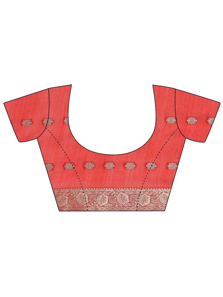 Red Printed Georgette Saree With Unstitched Blouse Piece