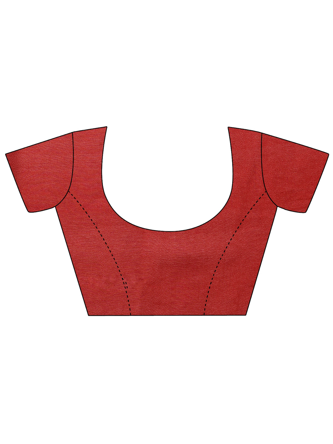 Red Printed Silk Blend Saree With Unstitched Blouse Piece