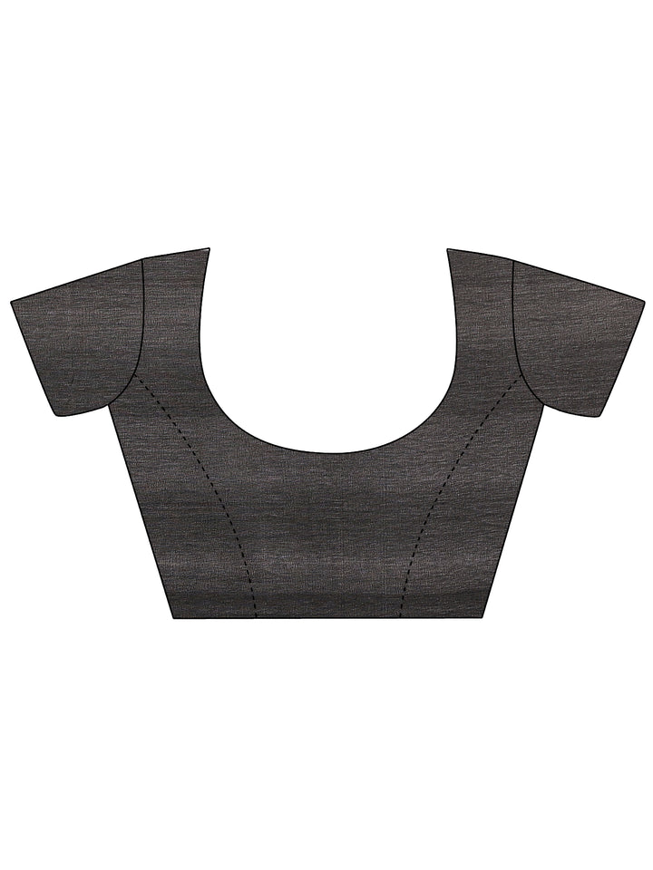 Black Printed Silk Blend Saree With Unstitched Blouse Piece