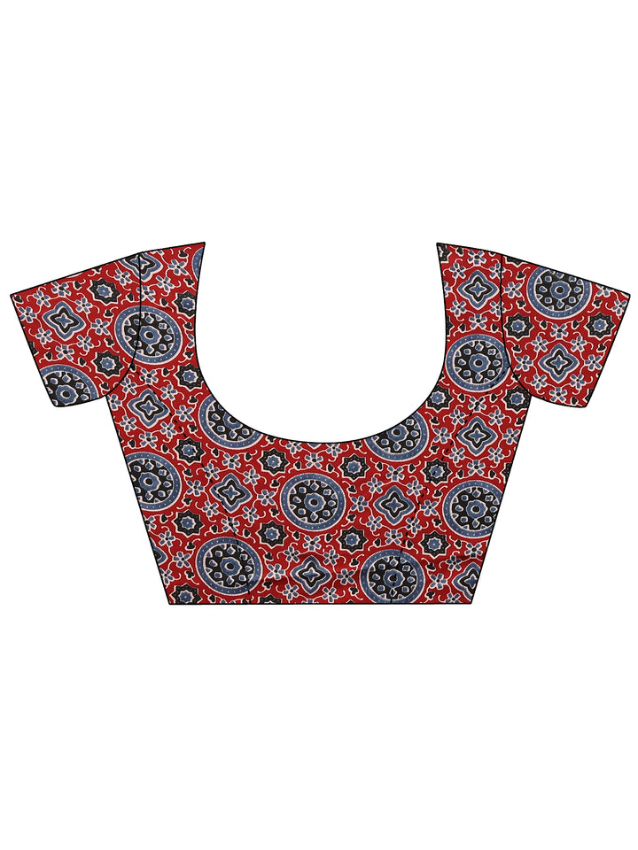 Maroon Printed Satin Saree With Unstitched Blouse Piece