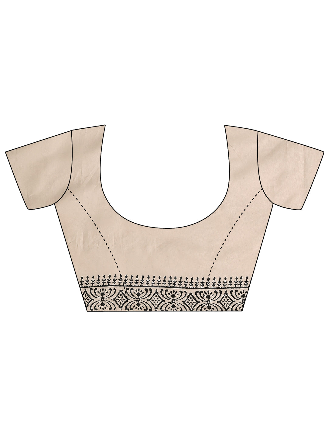 Off White Printed Silk Blend Saree With Unstitched Blouse Piece